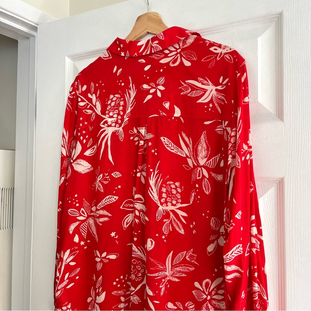 & Other Stories 100% Silk Long Sleeve Button Down Collared Blouse Red & White 10 - Picture 11 of 16
